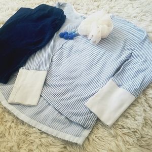 Blue Tassel, Anthropologie striped high-low top